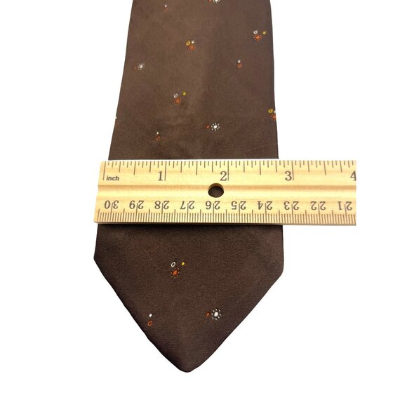 Gentlemen wear House Brown Floral Patterned Vintage Tie 14L - Picture 2 of 4